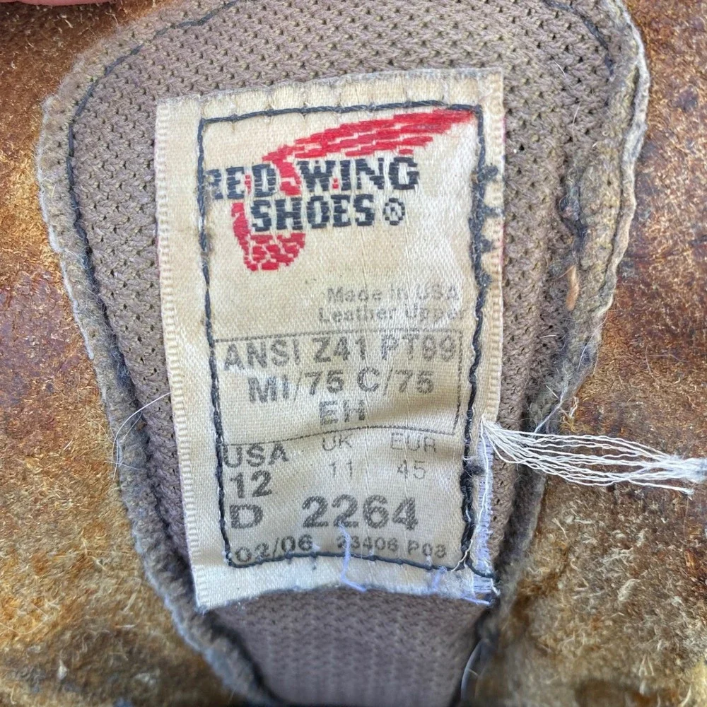 Red Wing 2264 Mens Work Boots Steel Toe Brown Leather EH Made in USA Size 12 D